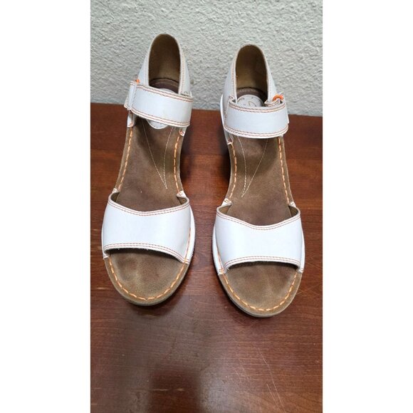 Clarks White Leather Adjustable Strappy Wedge Sandals Womens Size 9 - Picture 2 of 8